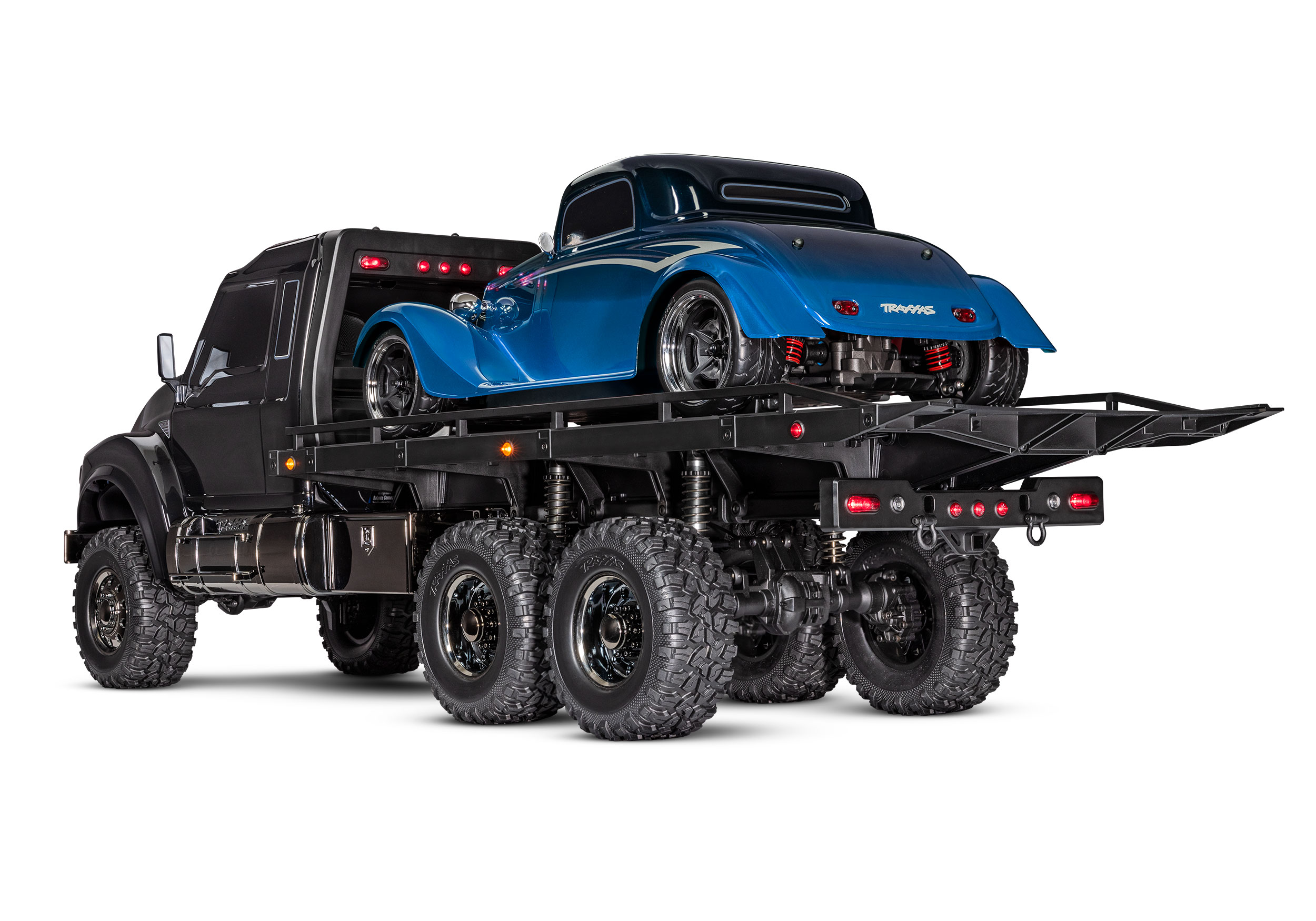 88086 4 TRX 6 Flatbed Hauler 3qtr Rear With Hot Rod